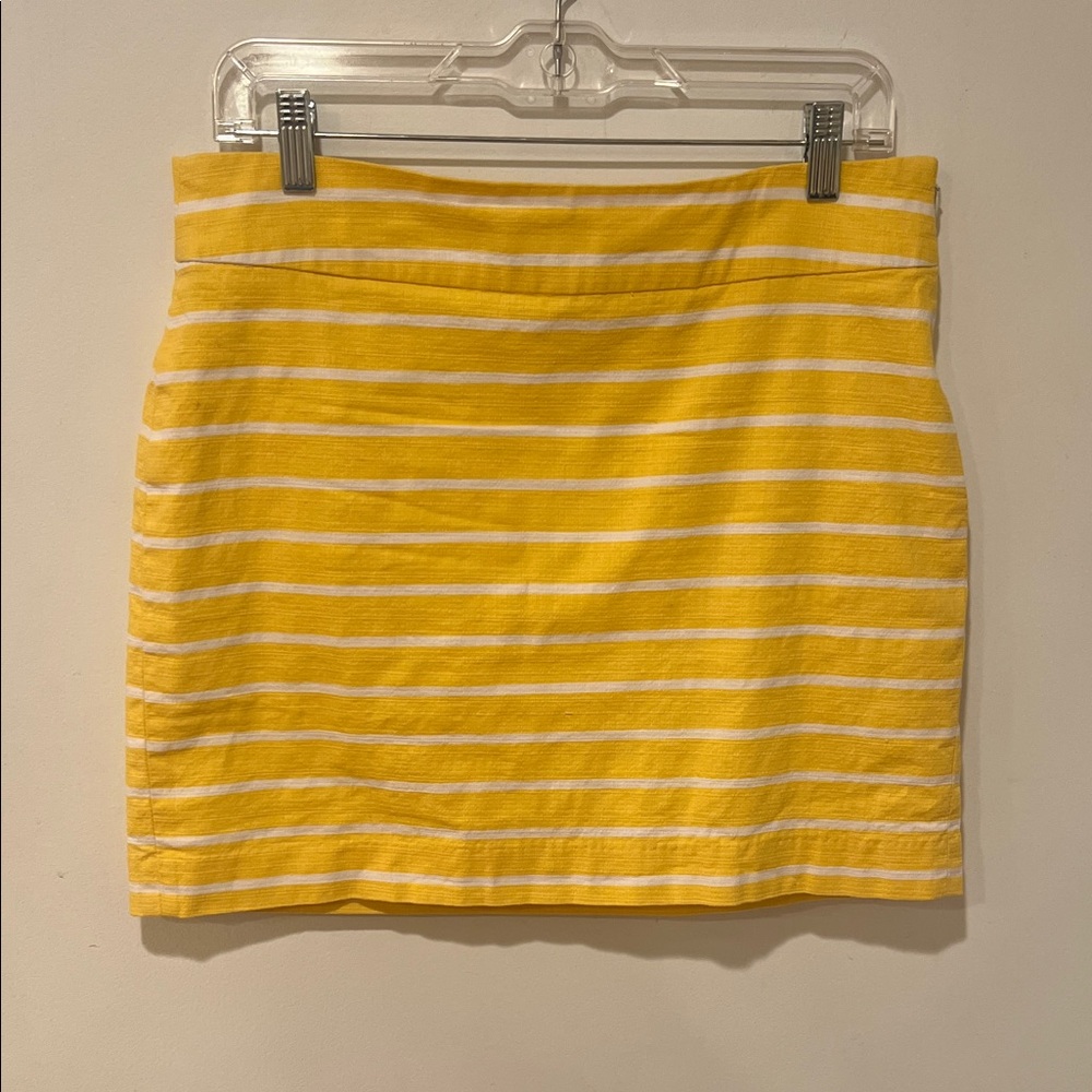 Banana Republic Yellow and White Striped Mini Skirt